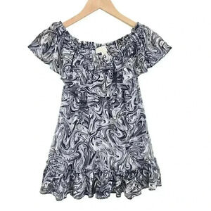 Micheal Micheal Kors boat Neck Ruffle Neckline Printed Women's Blouse s